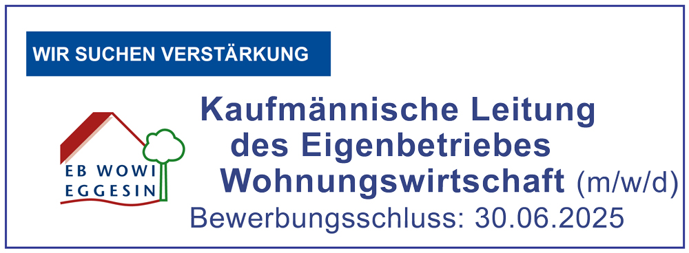 zeigt Hinweis auf Stellenausschreibung Kaufmännischer Leiter Eigenbetrieb